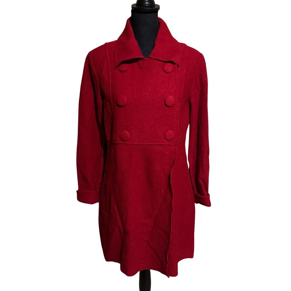 Clothes by Revue Red 100% Wool Double Breasted Coat Jacket Womens Medium